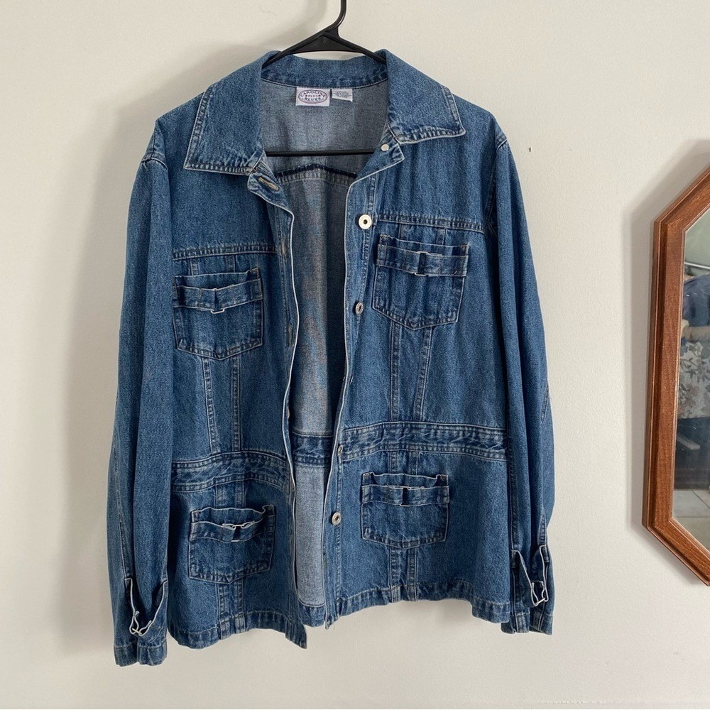 CAROLINA‎ BLUES Denim Jacket Women's 14 16 Blue Button Front Utility Pockets